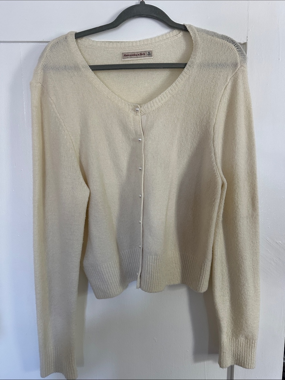 Abercrombie & Fitch Cream Pearl-Button Cardigan